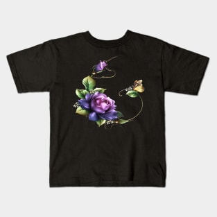 Purple Rose Green Kids T-Shirt